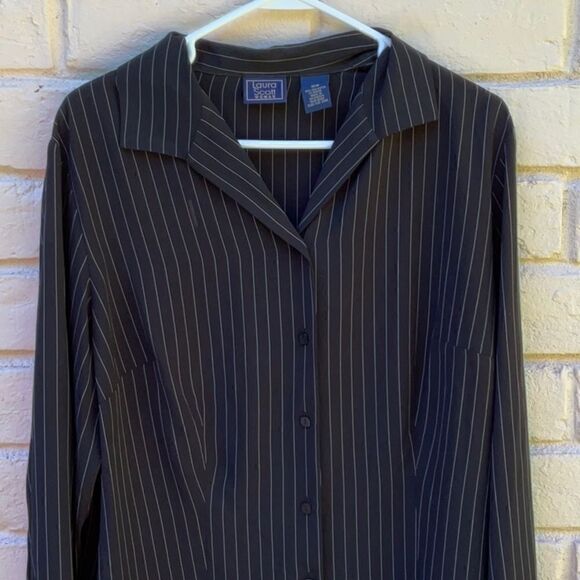 Take 50% OFF- Laura Scott Women's Long-sleeve black&white Shirt, Size-16W - Picture 1 of 5